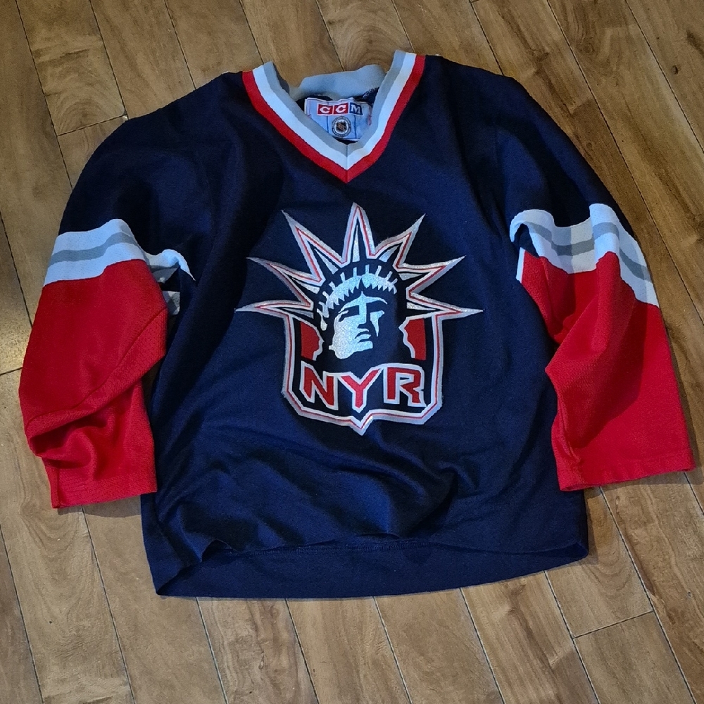 CCM Kids Navy, Red & White NYR Hockey Jersey